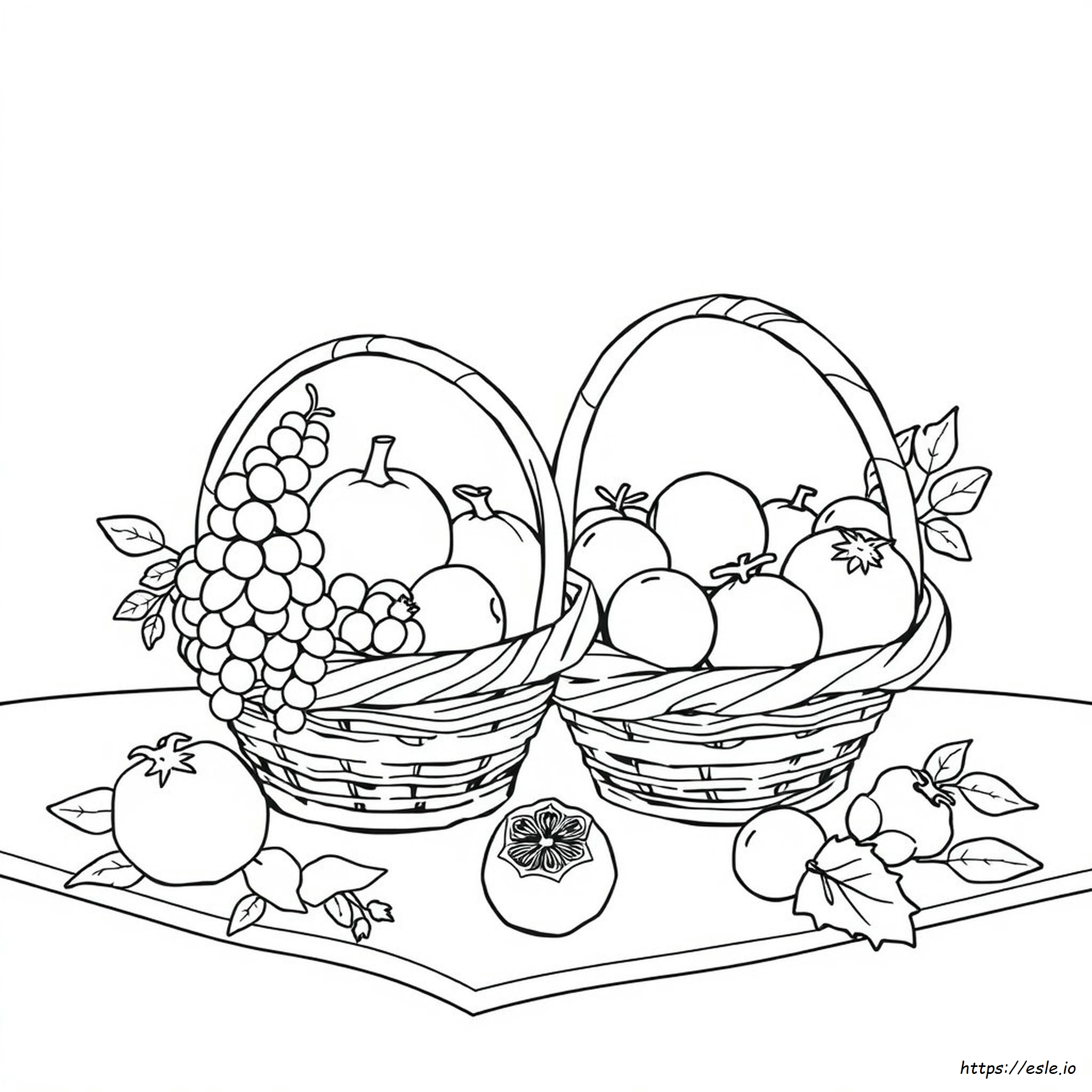 Thanksgiving Fruit Basket Coloring Page