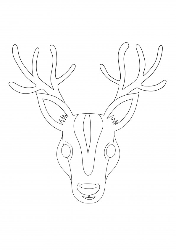 Deer Face coloring page free to print and download for kids of all ages