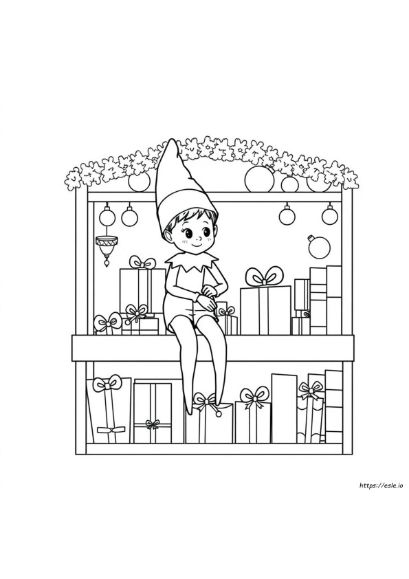 Elfo Na Prateleira Para Colorir