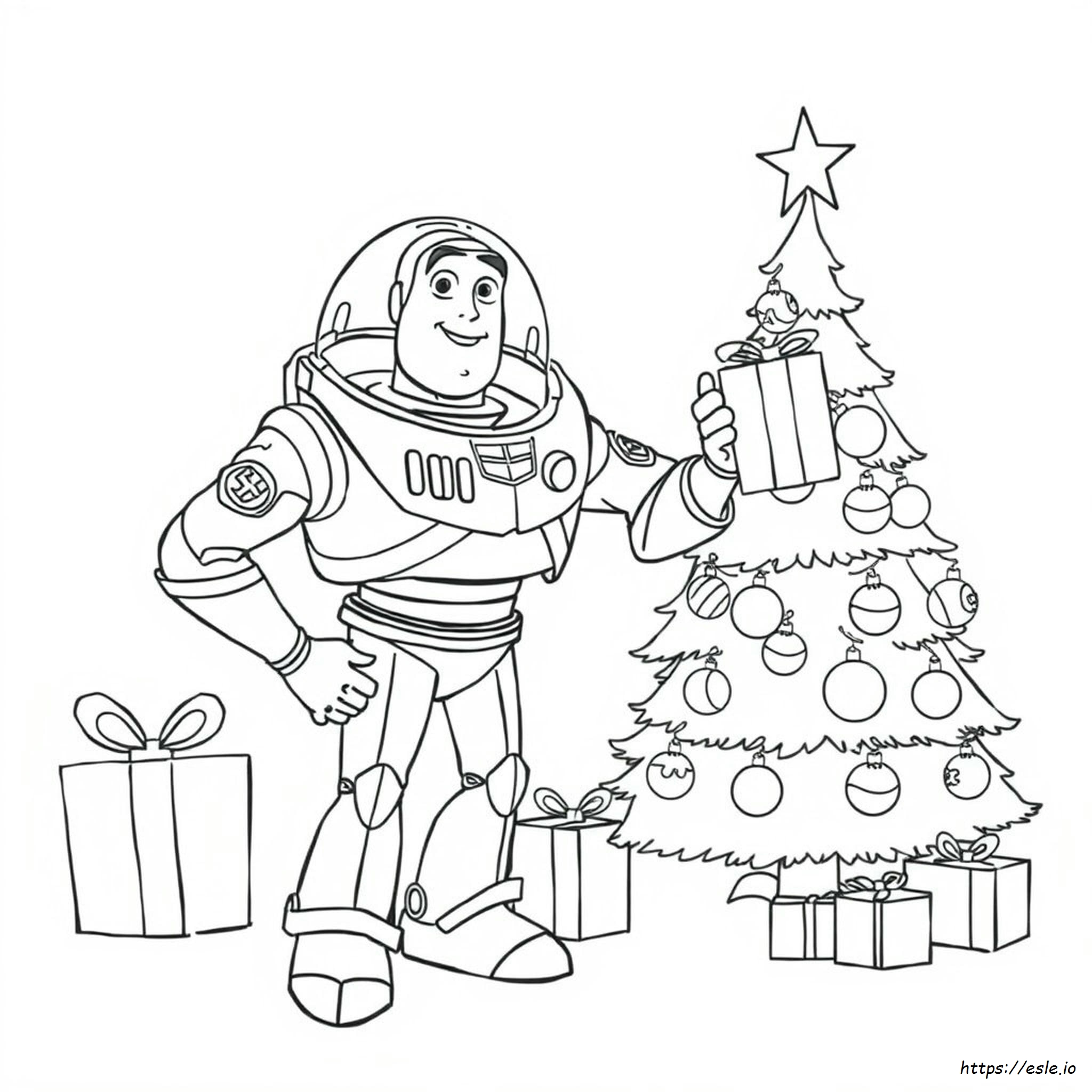 Buzz Lightyear Christmas Coloring Page