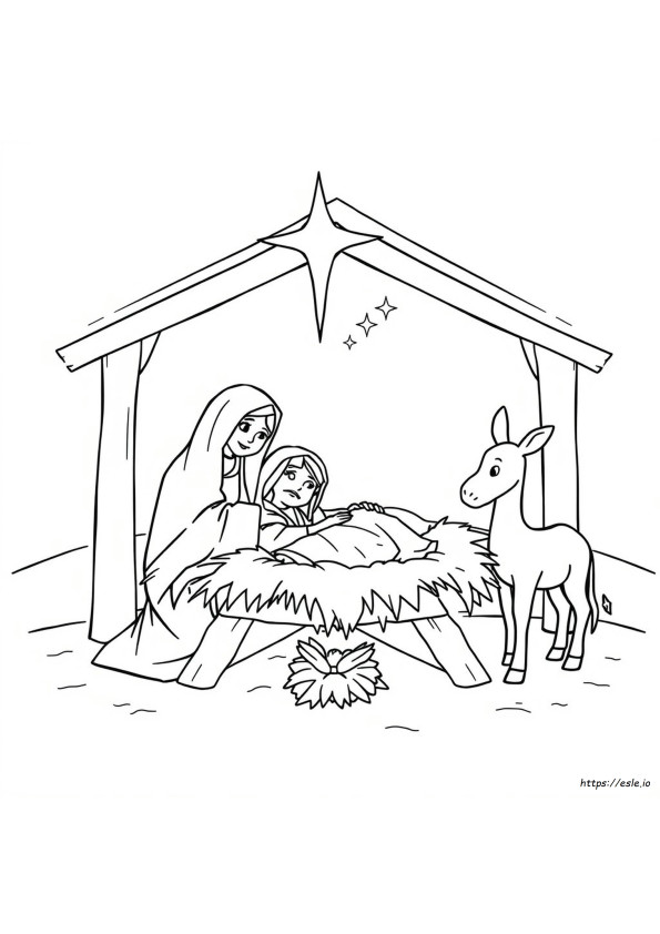 Coloring Page Of Jesus In The Manger