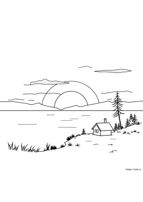 Pôr Do Sol Para Colorir