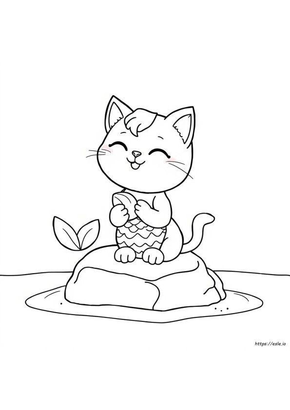 Kawaii Mermaid Cat Coloring Pages