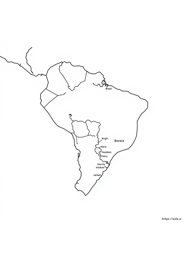 Mapa Brazylii Kolorowanka