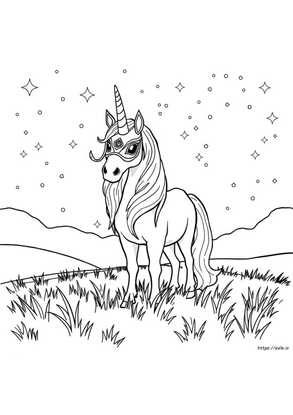 Unicorn Mask Coloring Page