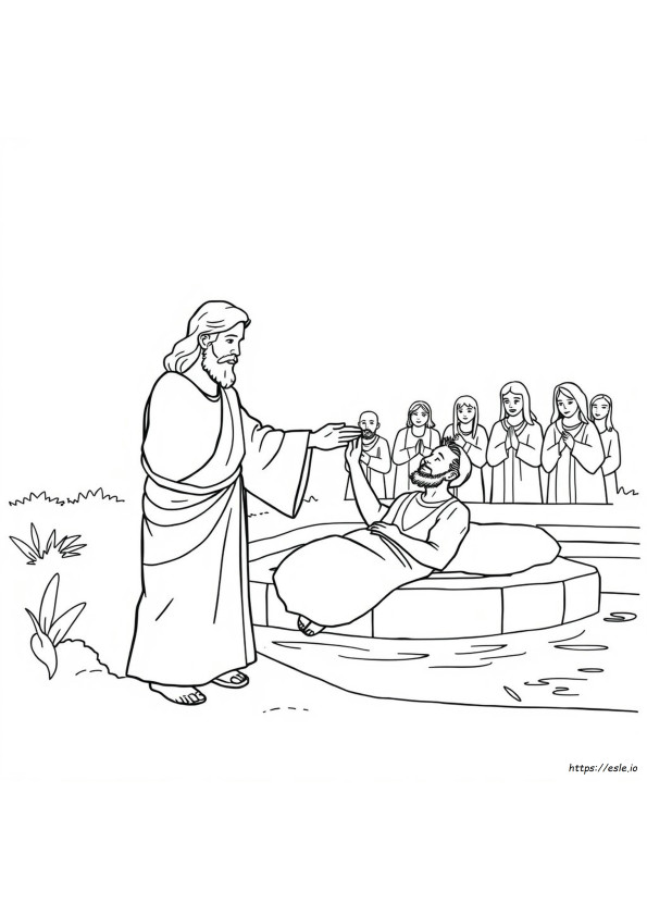 Jesus Heals The Man At The Pool Coloring Page