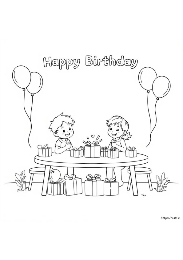 Kids Birthday Coloring Page