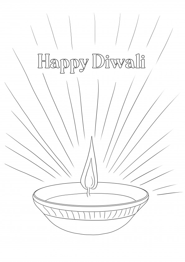 Diwali Diya coloração simples e impressão gratuita para crianças de todas as idades