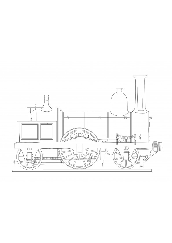 Un grand train à vapeur est prêt à être colorié par tous les enfants et gratuit à imprimer