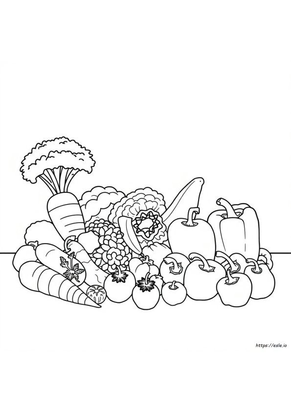 Outline Of Fruits And Vegetables For Colouring
