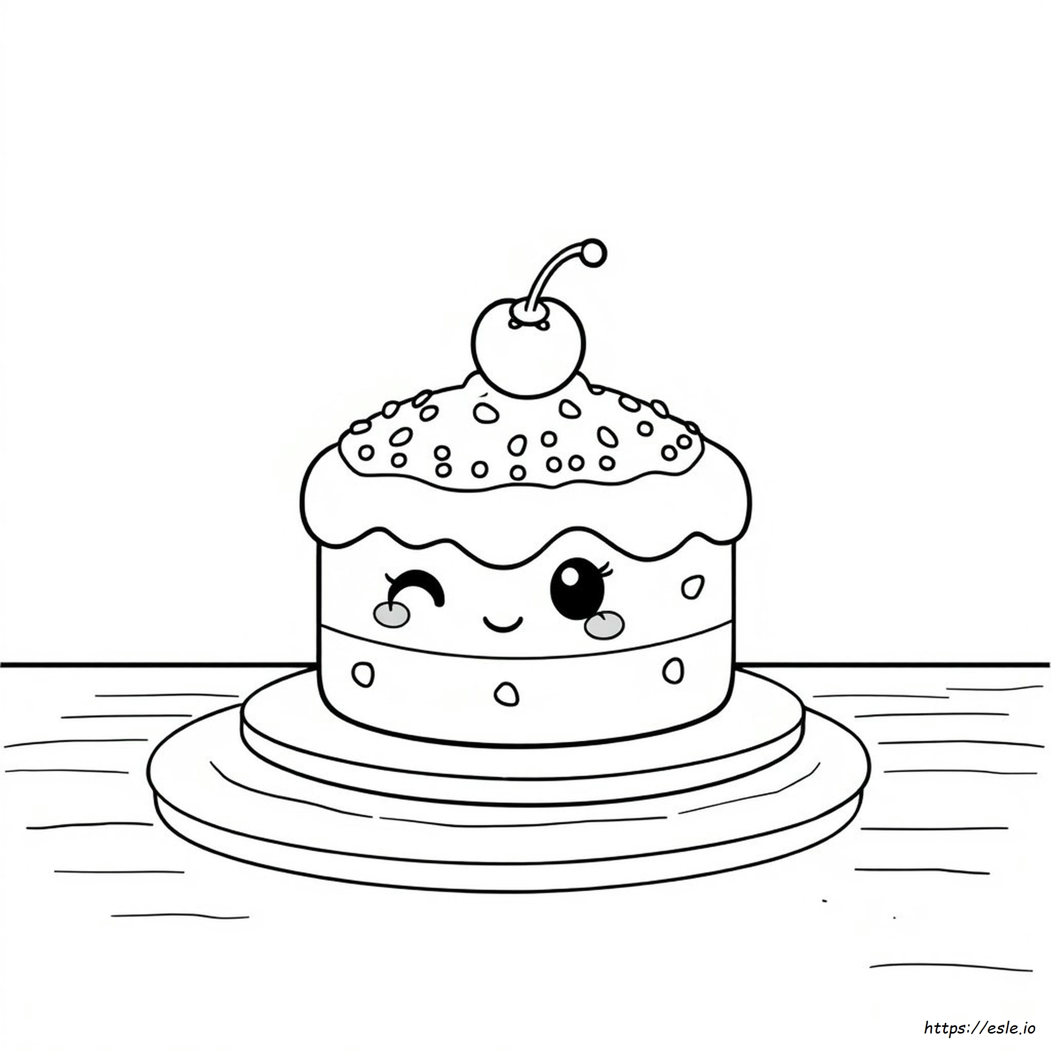 Kawaii Cake Coloring Pages