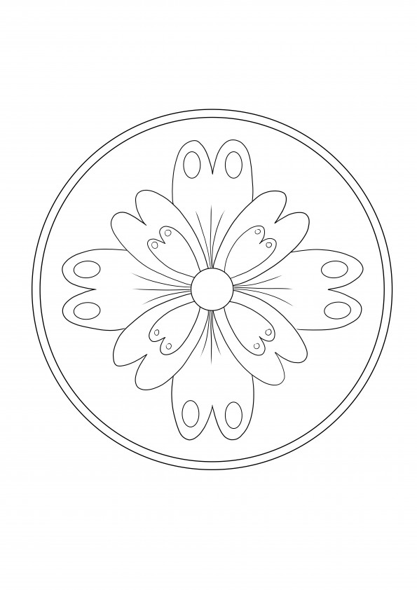 Easy Mandala Flower este gratuit pentru descărcare și imagine colorată