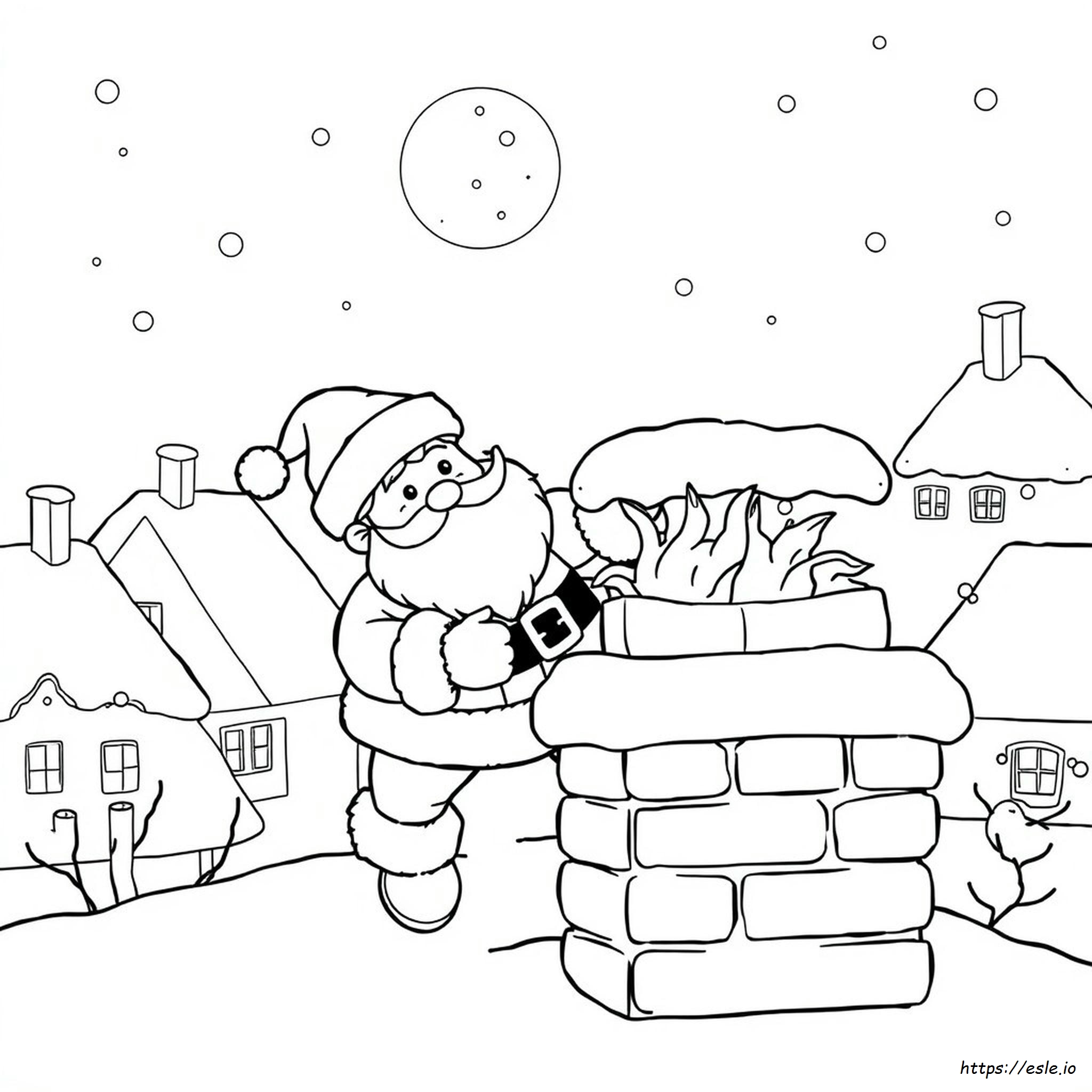 Dibujo De Papá Noel Atascado En La Chimenea Para Colorear