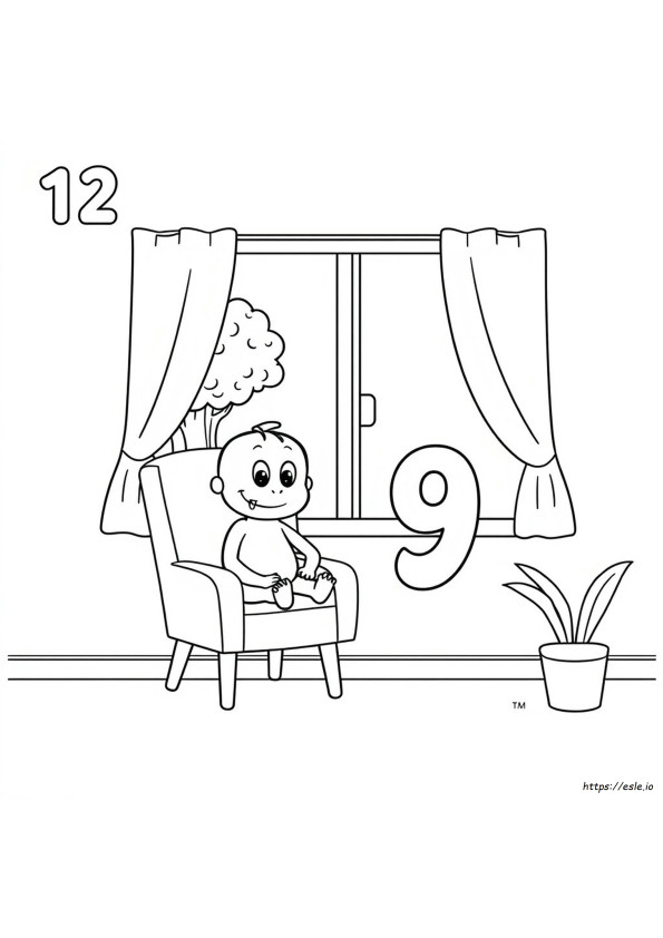 Number 12 Coloring Sheet