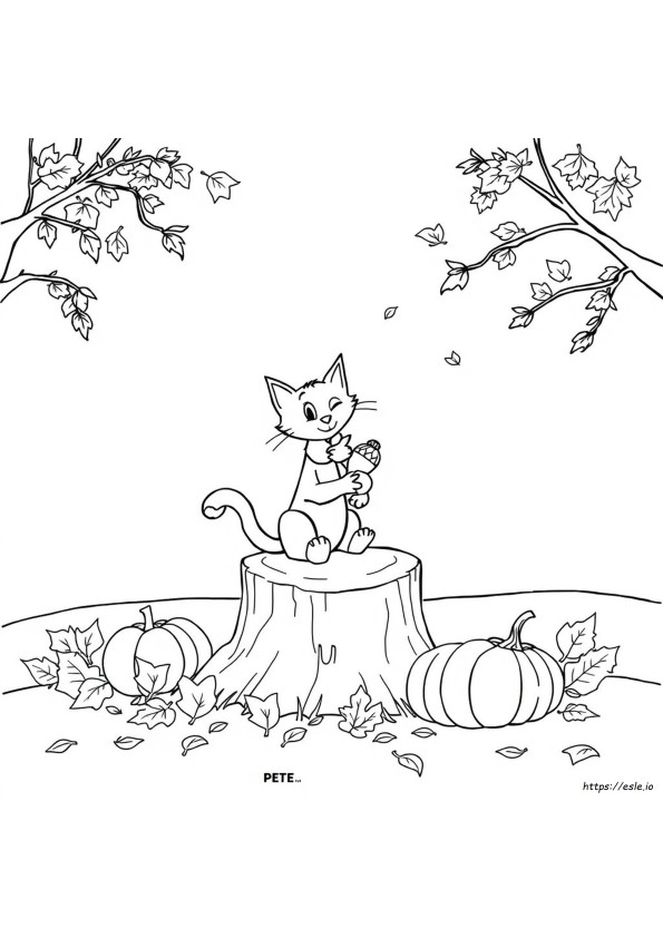 Pete The Cat Falling For Autumn Coloring Page
