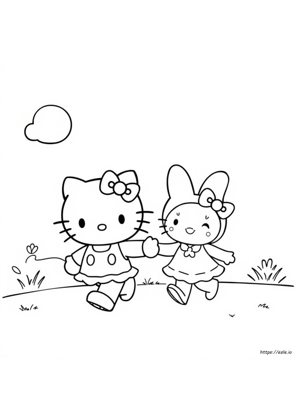 Hello Kitty And Melody Coloring Page