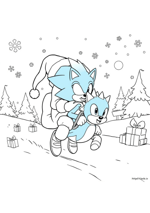 Coloriage Sonic Père Noël