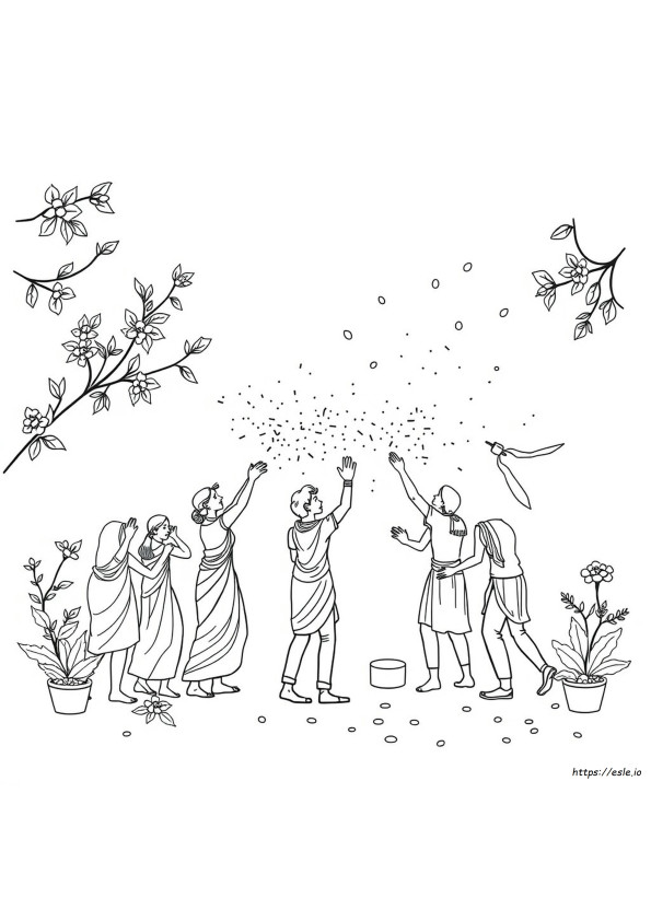 Drawing Holi Festival Holi Colouring Sheet