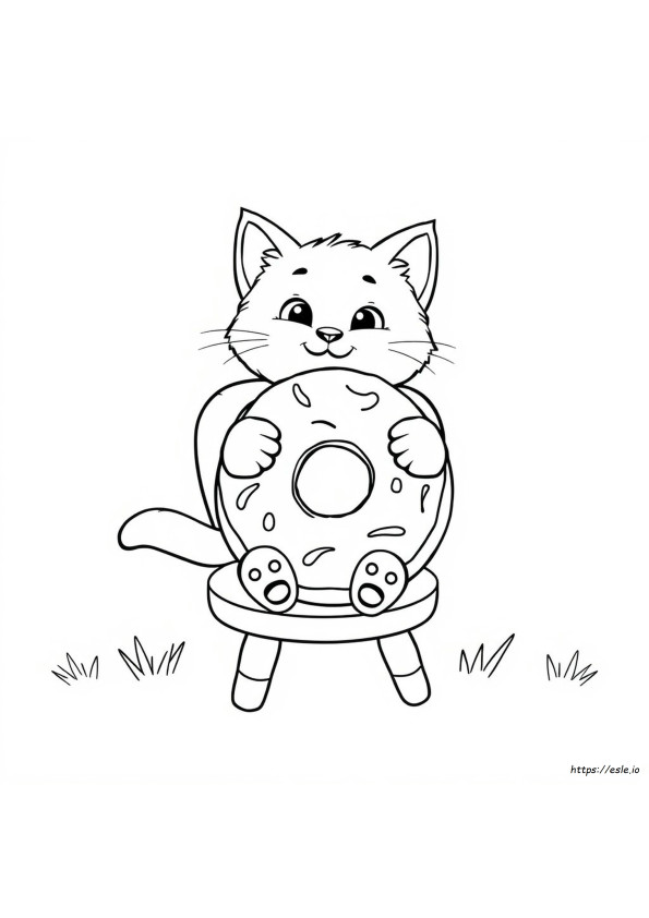Kat Donut Kleurplaat