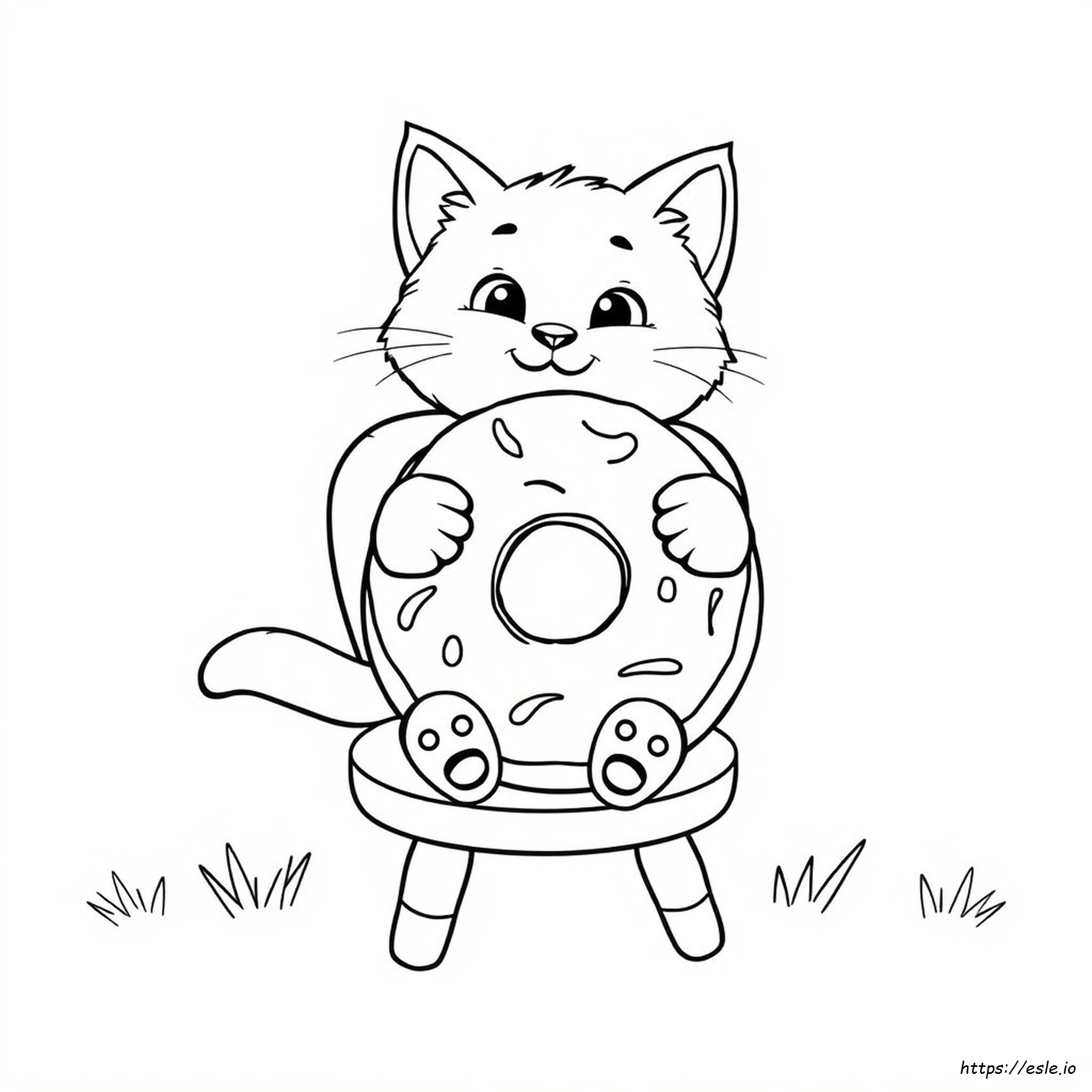 Kitty Donut Coloring Page