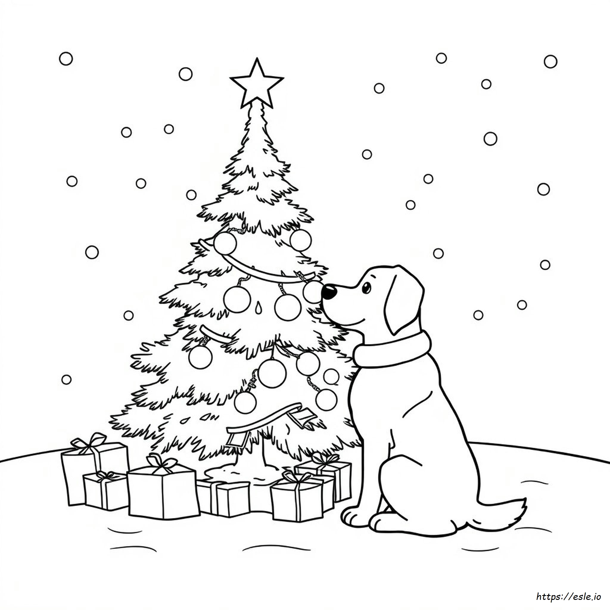 Christmas Dog Colouring Pages
