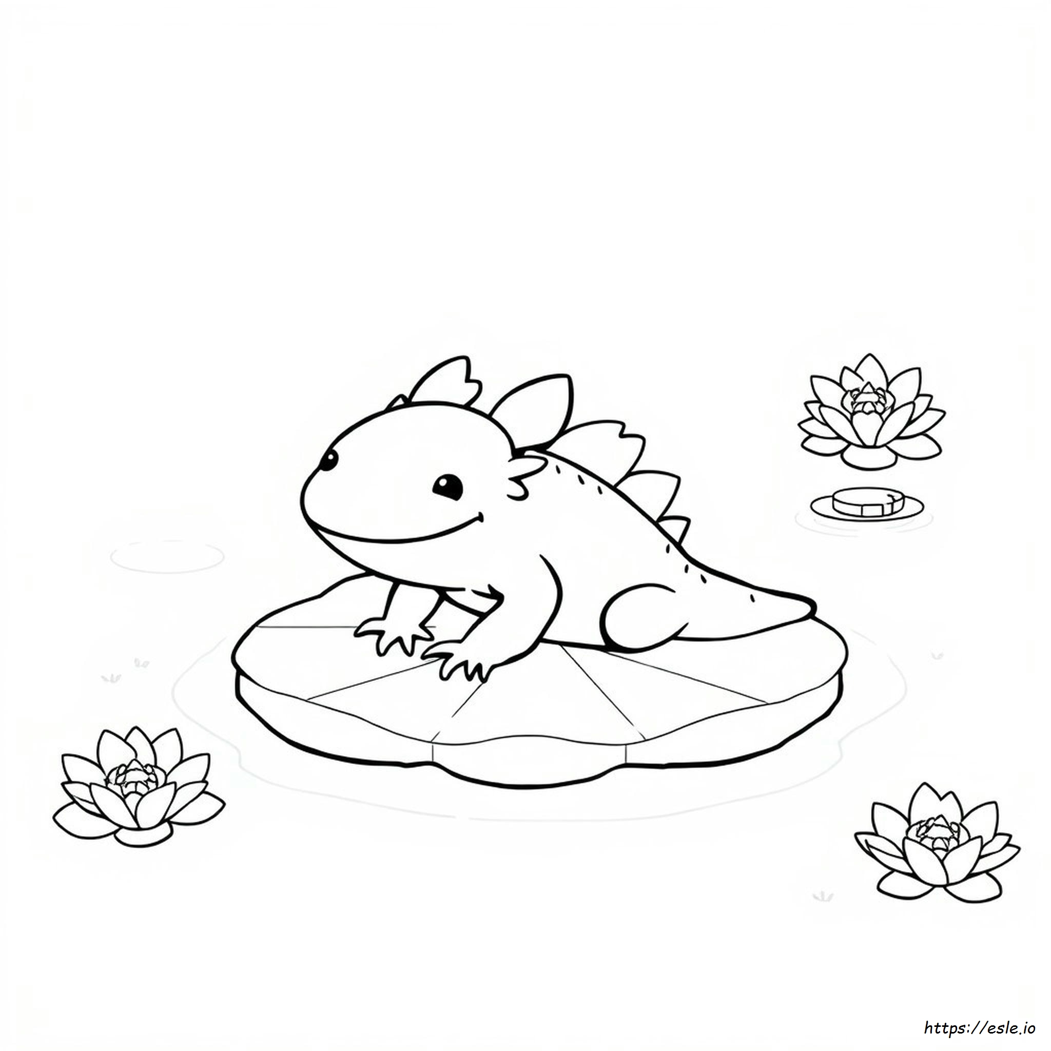 Kawaii Axolotl Coloring Page