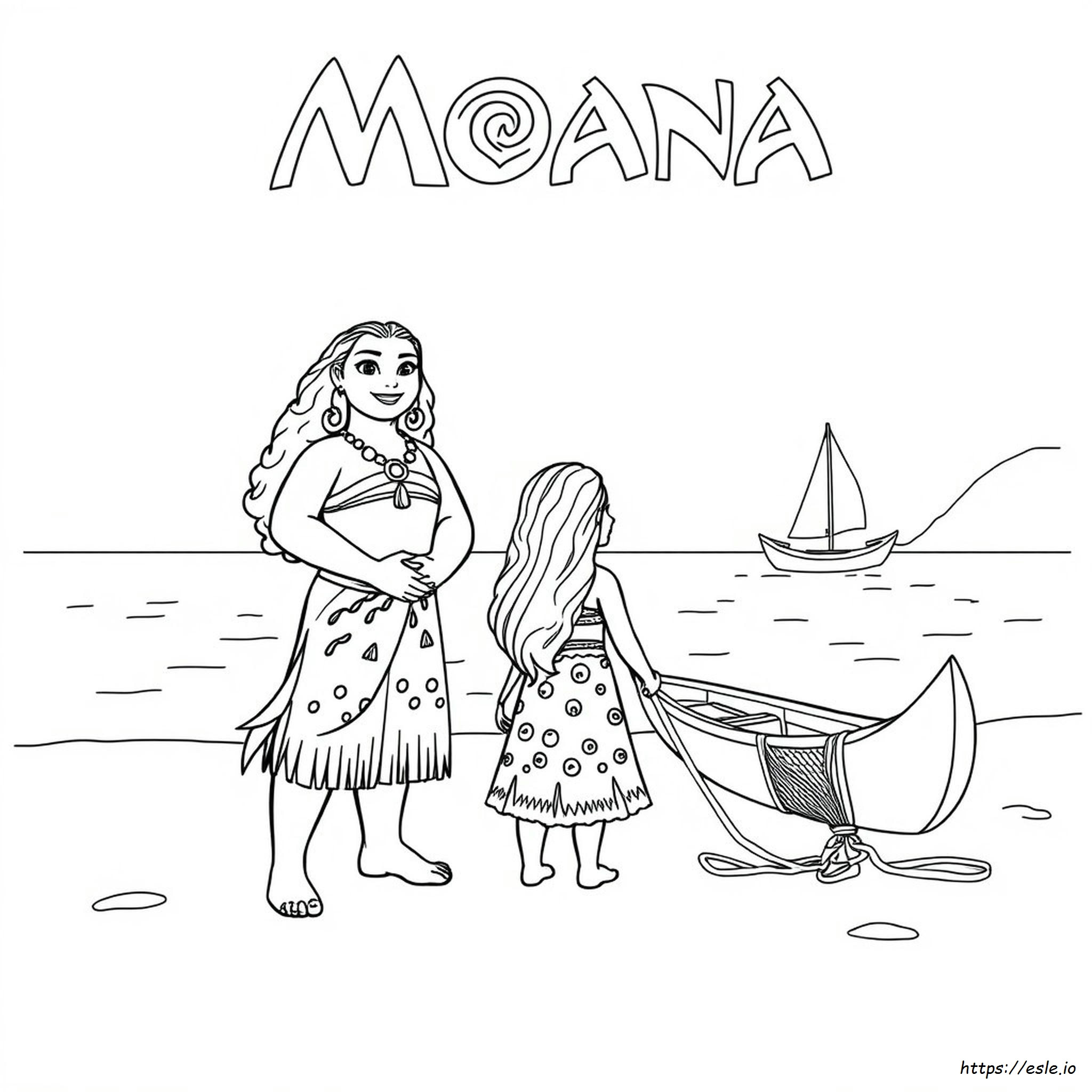 Moana And Sister Coloring Pages
