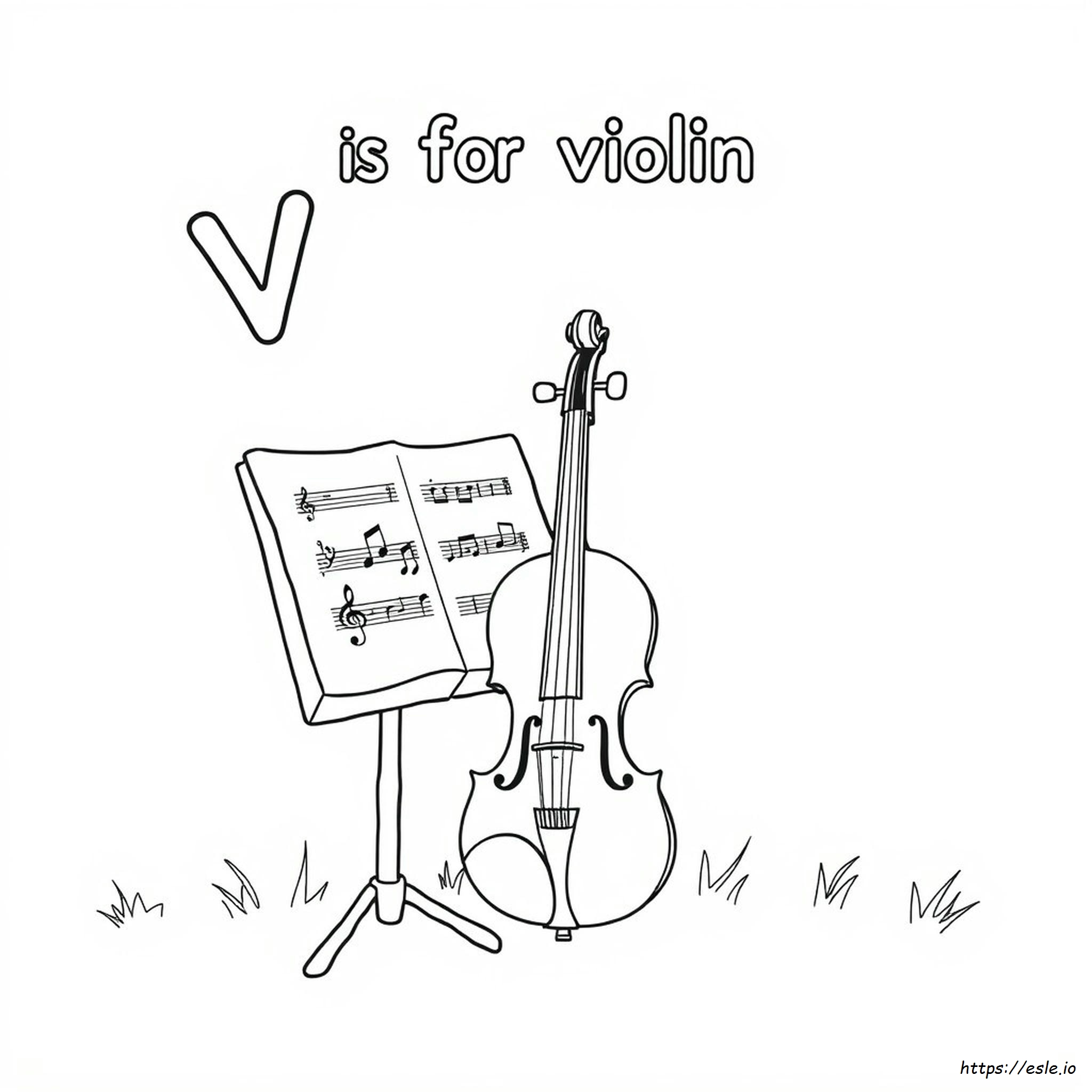 V Is For Violin Coloring Page