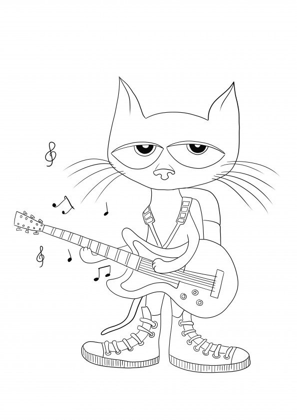 Pete the Cat Rocking in My School shoe coloring sheet for kids is free printable.