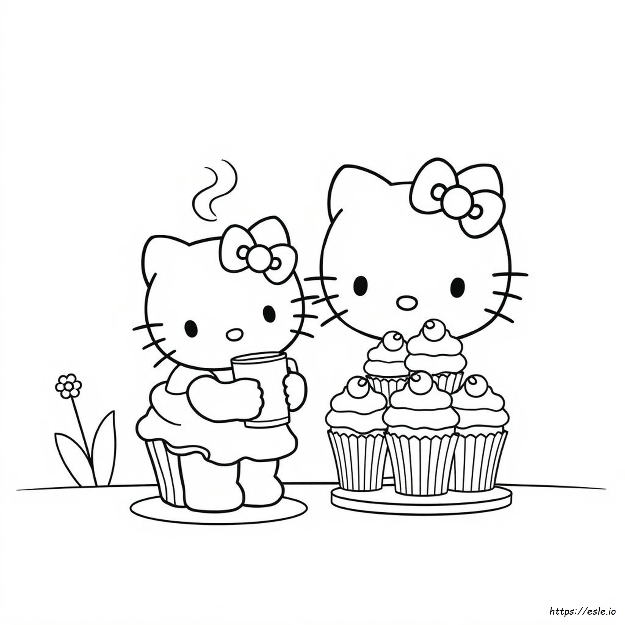 Hello Kitty Cupcake Coloring
