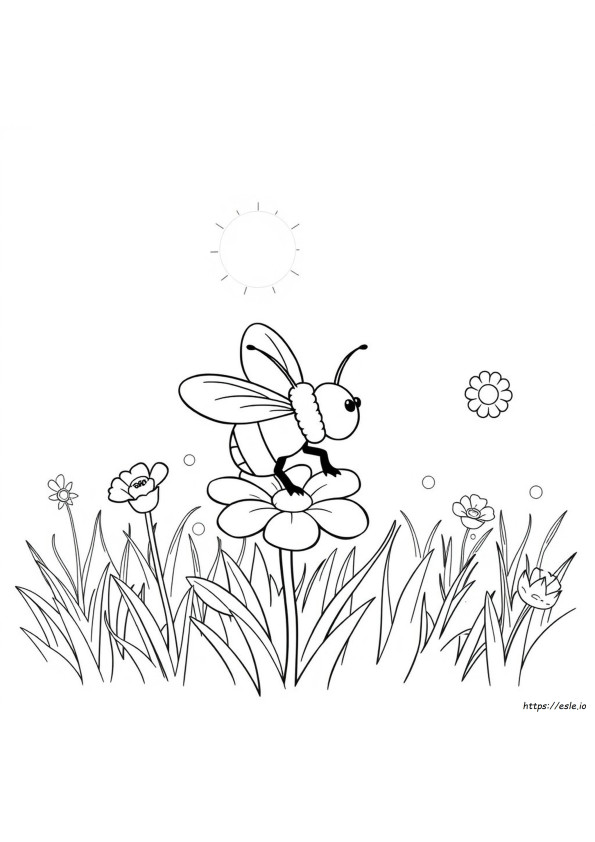 Printable Bee And Flower Coloring Page