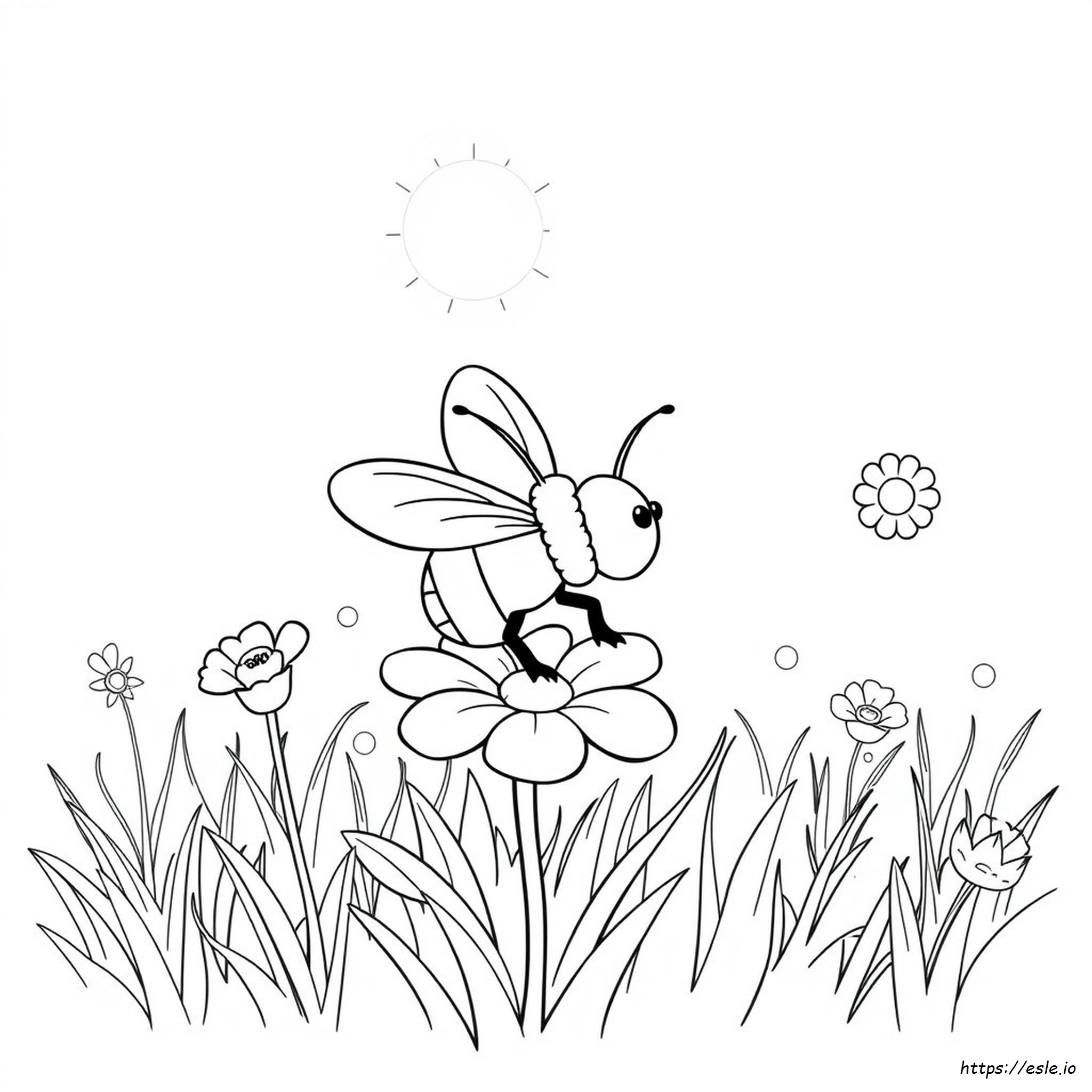 Página Para Colorear De Abeja Y Flor Para Imprimir