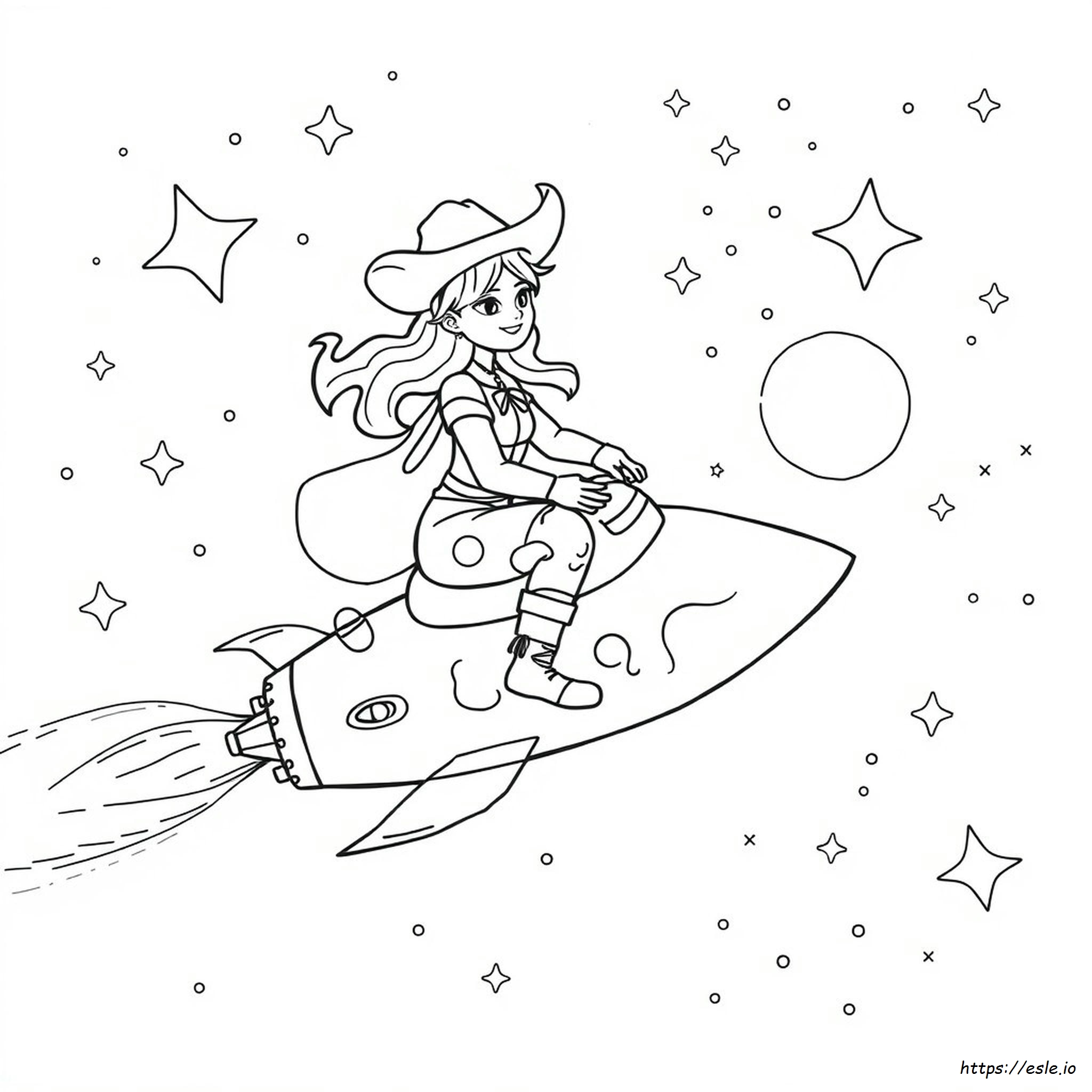 Cosmic Cowgirl Coloring Pages