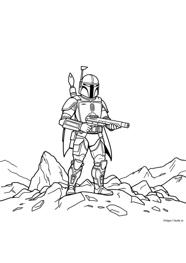 Easy Boba Fett Coloring Page