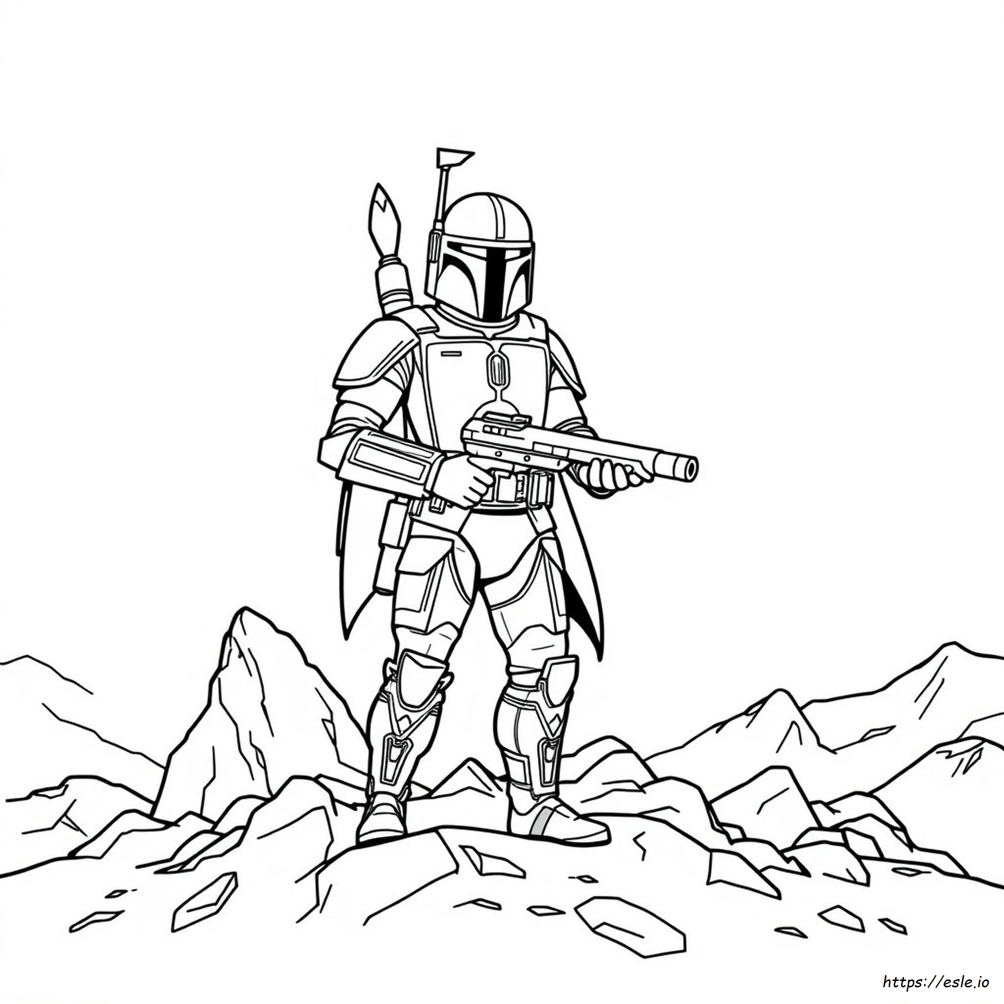 Easy Boba Fett Coloring Page