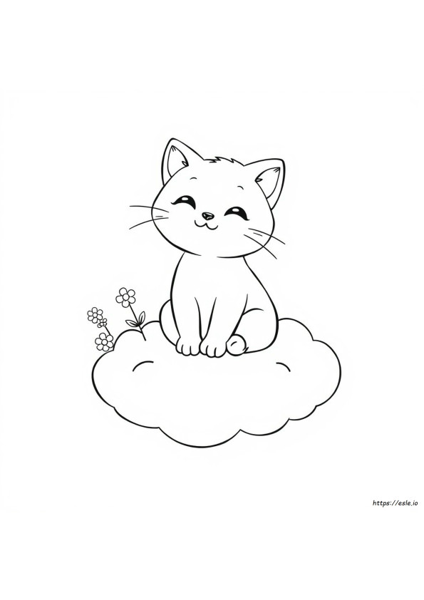 Cute Gato Kawaii Coloring Page Colorear
