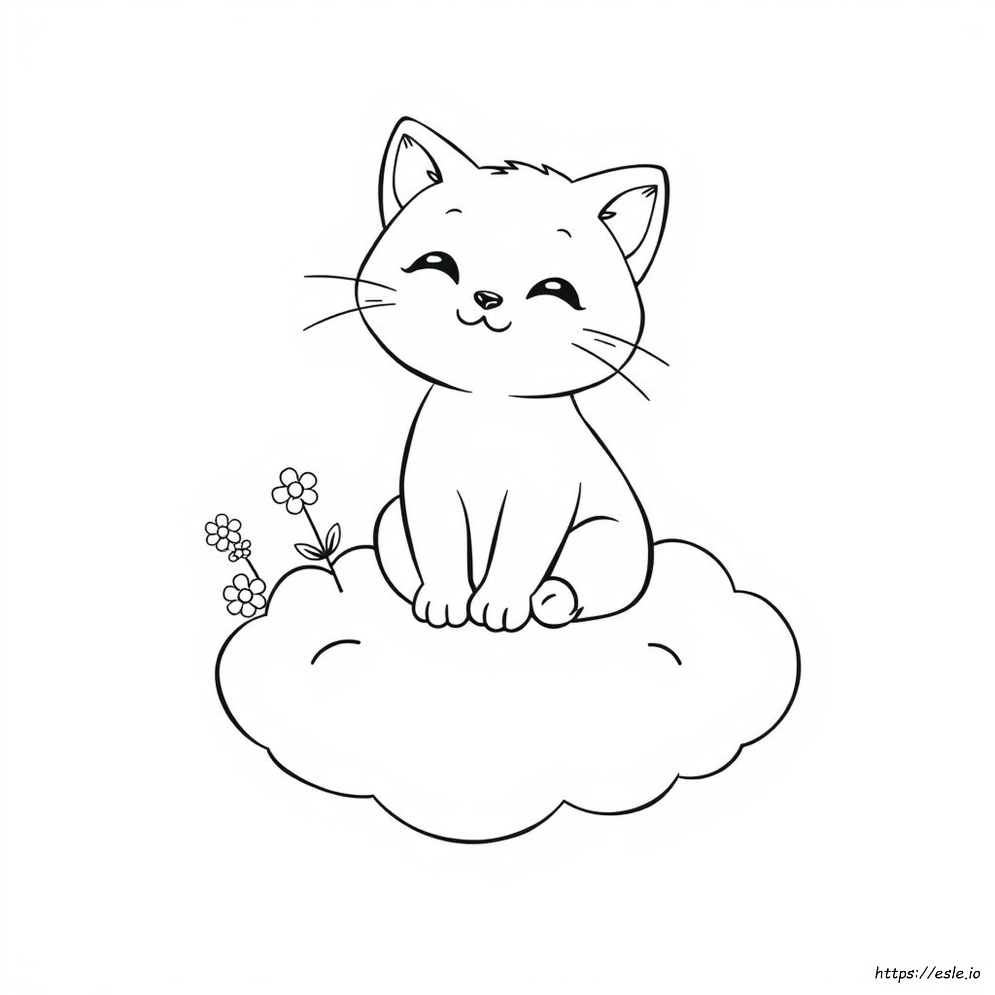 Cute Gato Kawaii Coloring Page Colorear