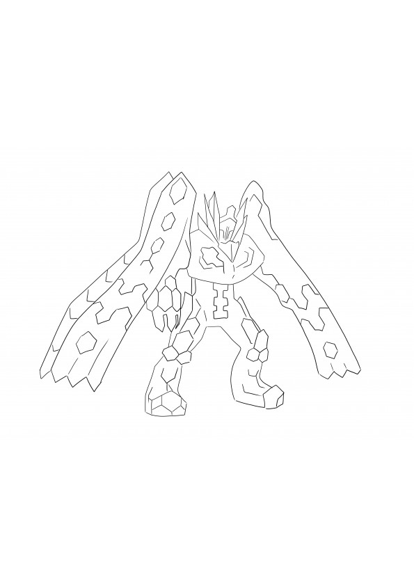 Zygarde in 100 Percent Form from Pokémon game free printable for coloring sheet