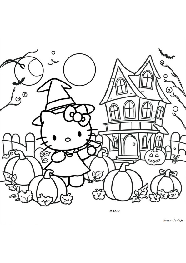 Halloween Coloring Pages Dibujos De Hello Kitty Halloween Para Colorear