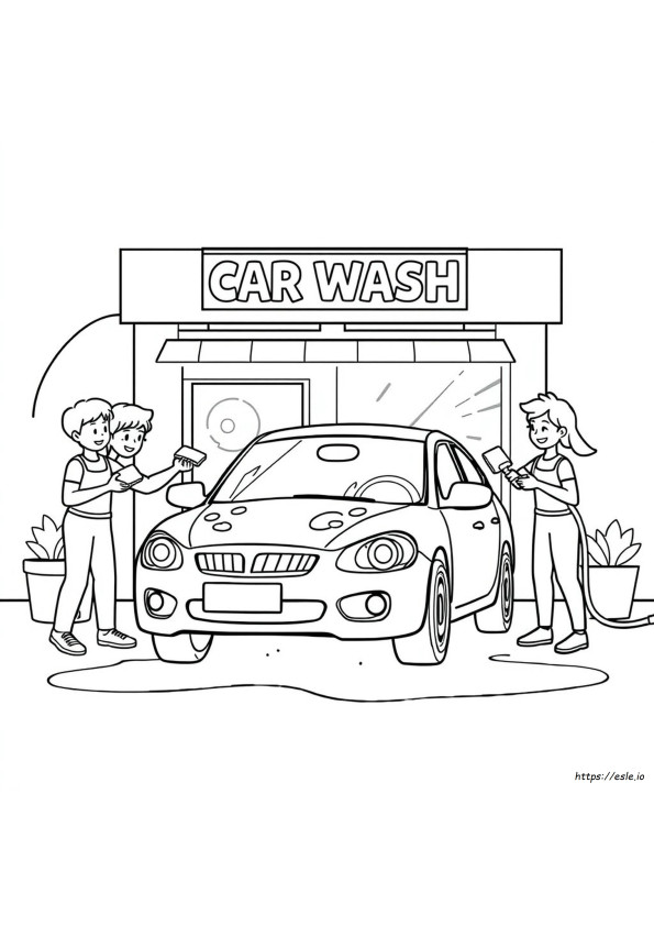 Página Para Colorear De Lavado De Autos