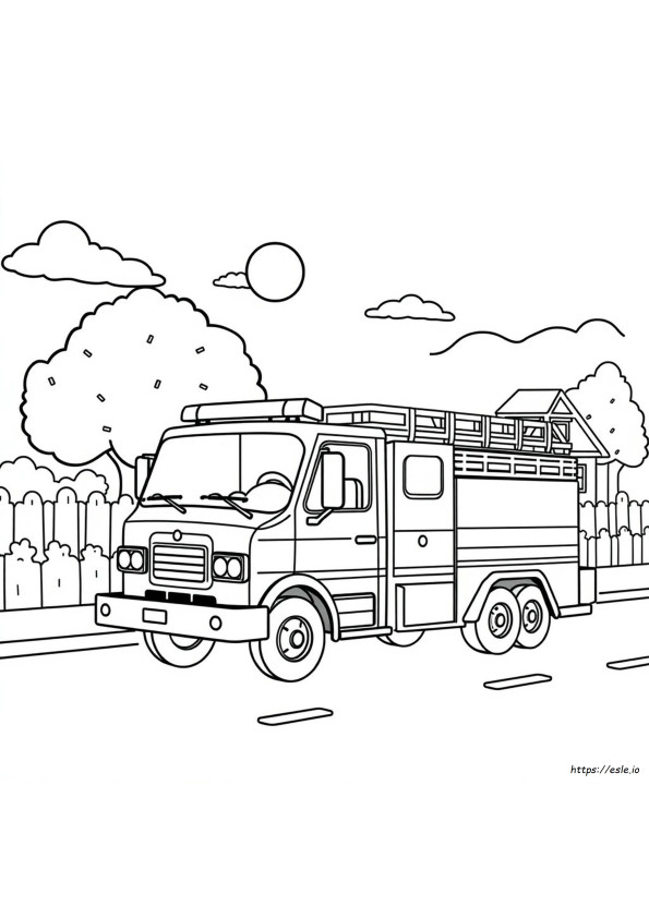 Camión De Bomberos: Dibujo Para Colorear Imprimible En Pdf