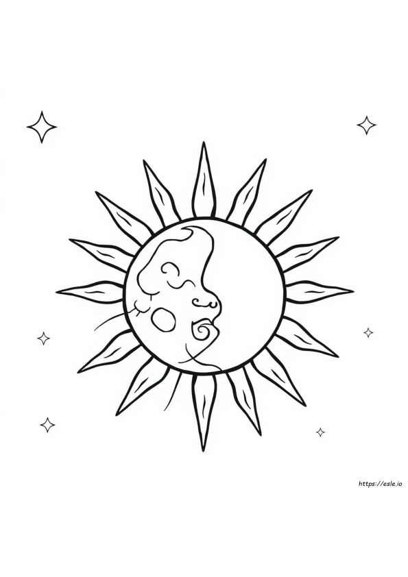 Abstrakte Sonne Und Mond Ausmalbilder