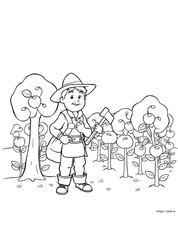 Kolorowanka Johnny Appleseed Dla Przedszkolaków