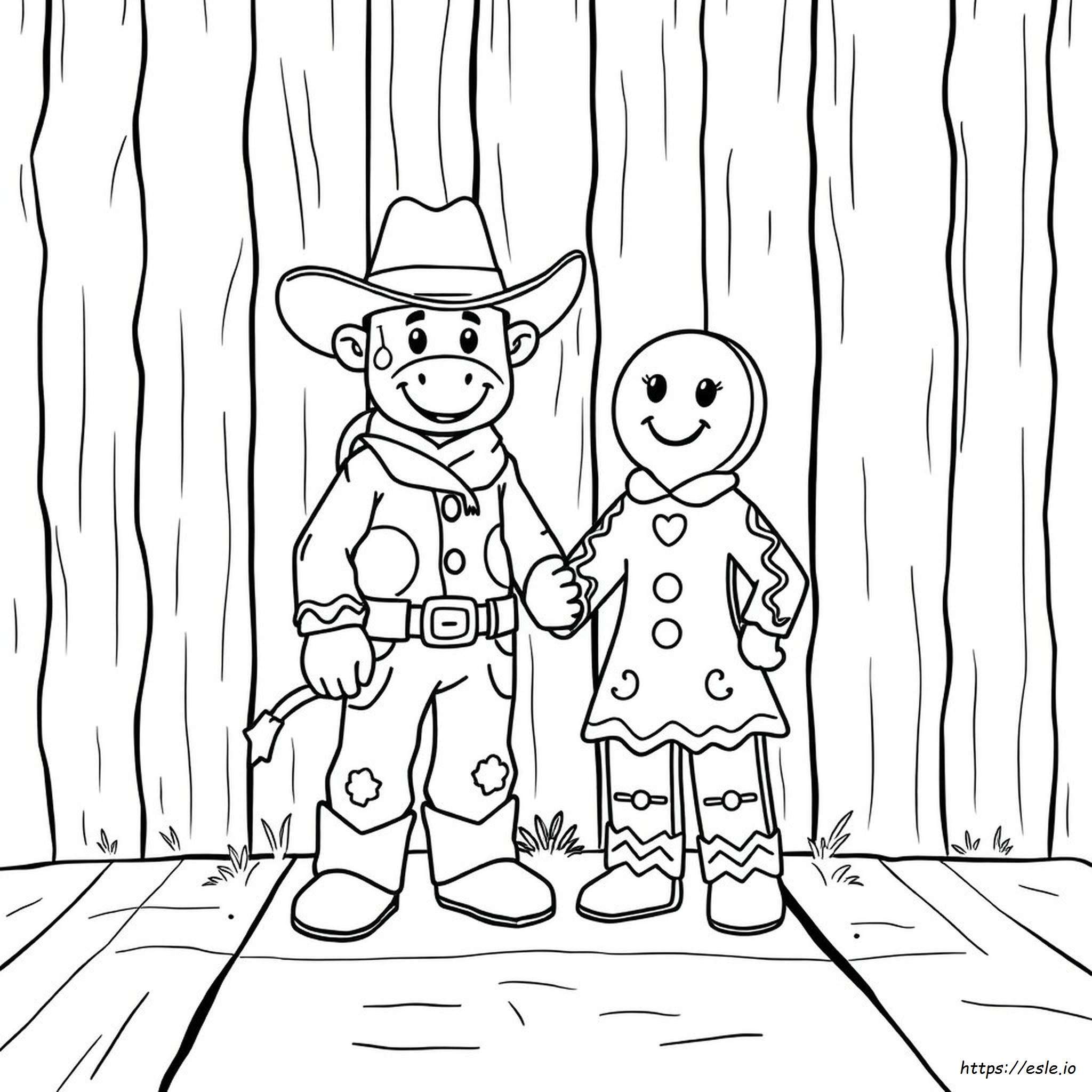 Cowboy Gingerbread Man Coloring Page
