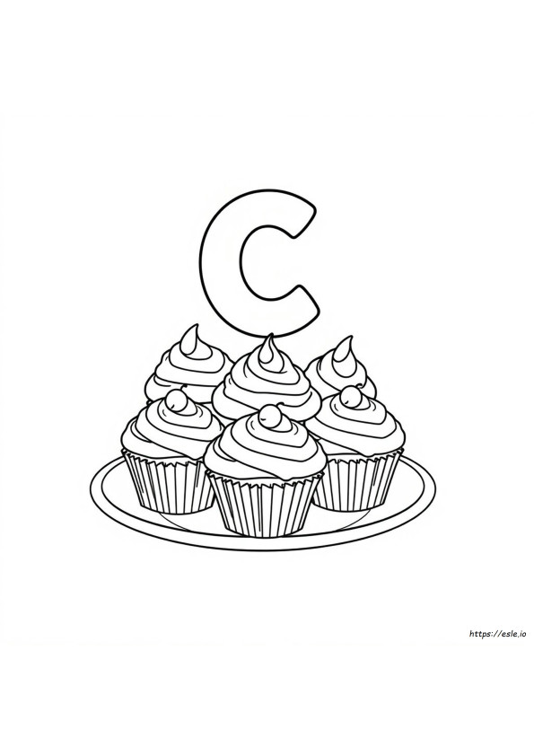 La C È Per Cupcake – Pagina Da Colorare