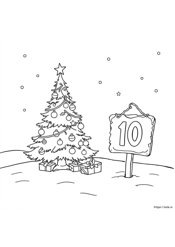 Christmas Tree Countdown Coloring Page