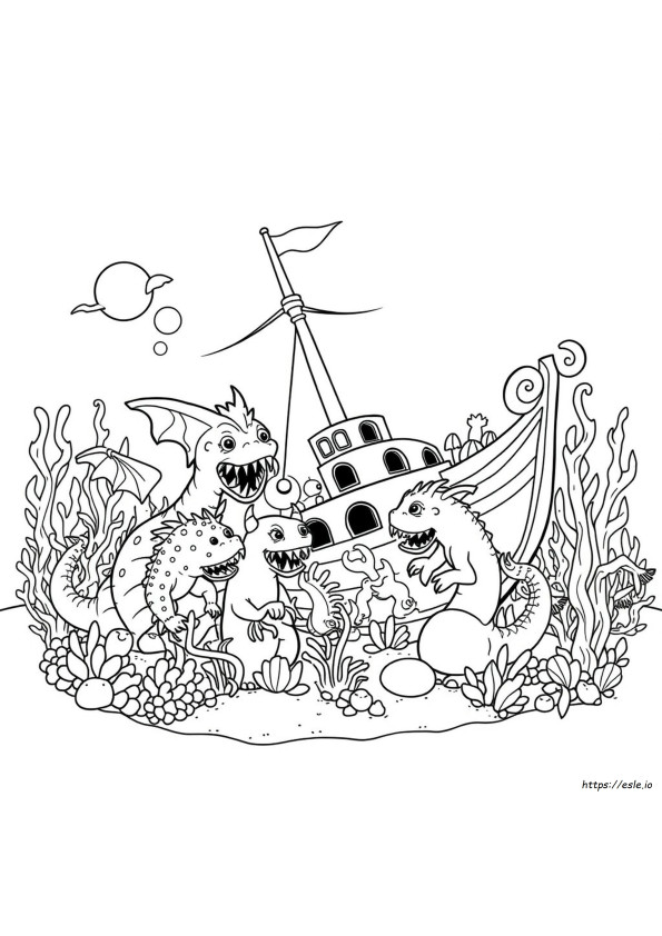 神話の海の怪物 ぬりえ 塗り絵 無料