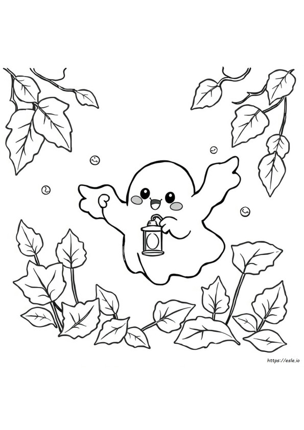 Kawaii Cute Ghost Coloring Pages