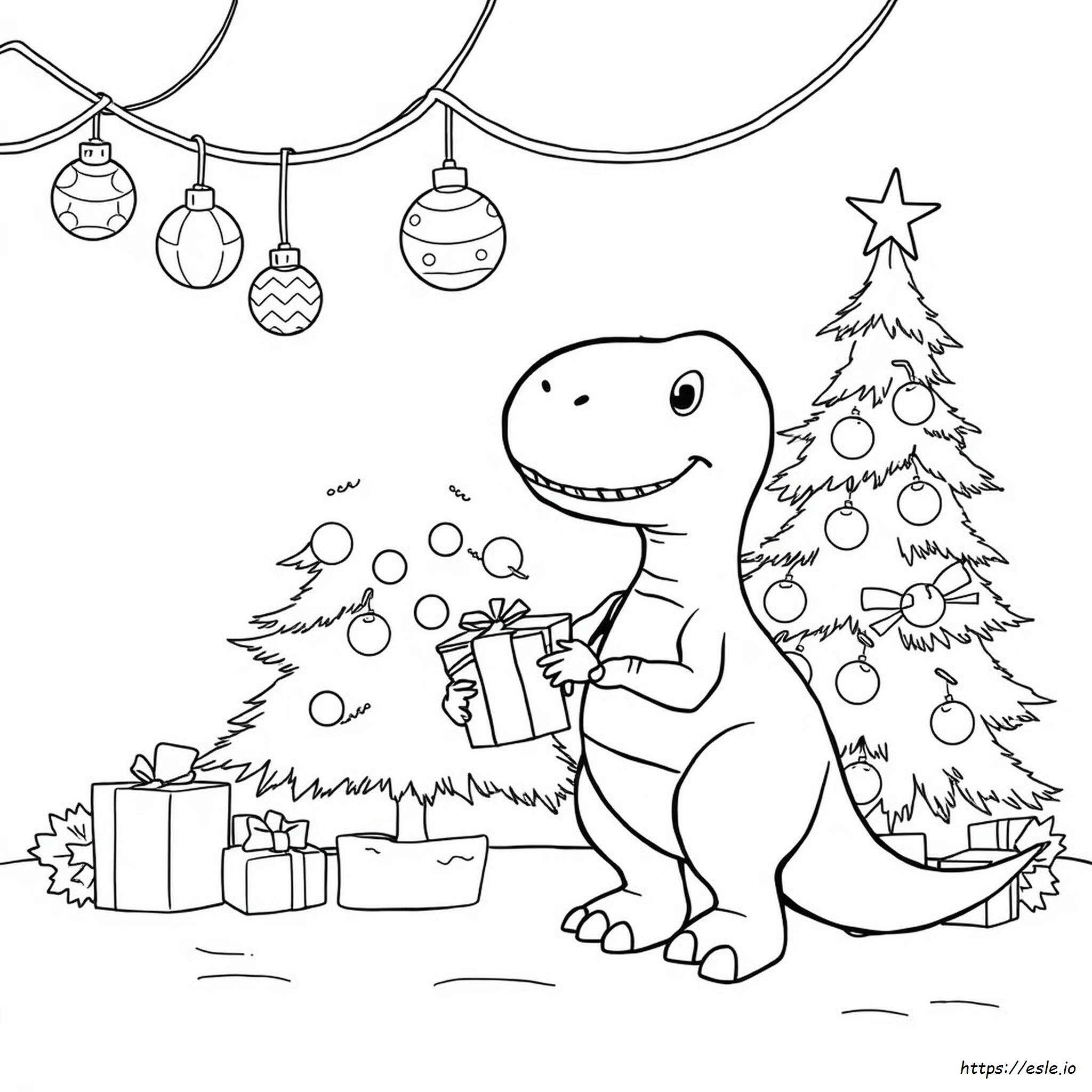 Dinosaur Christmas Coloring Pages Printable