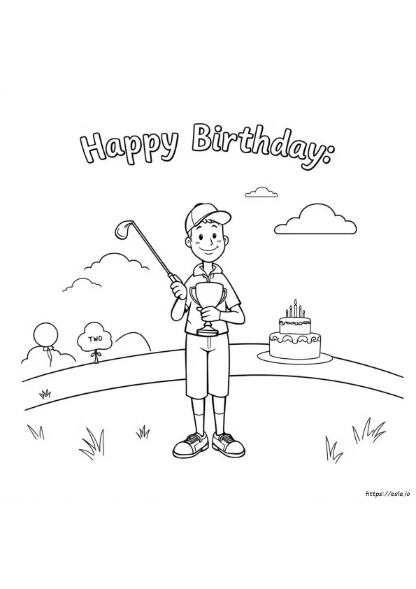 Pagina Da Colorare Buon Compleanno Golf